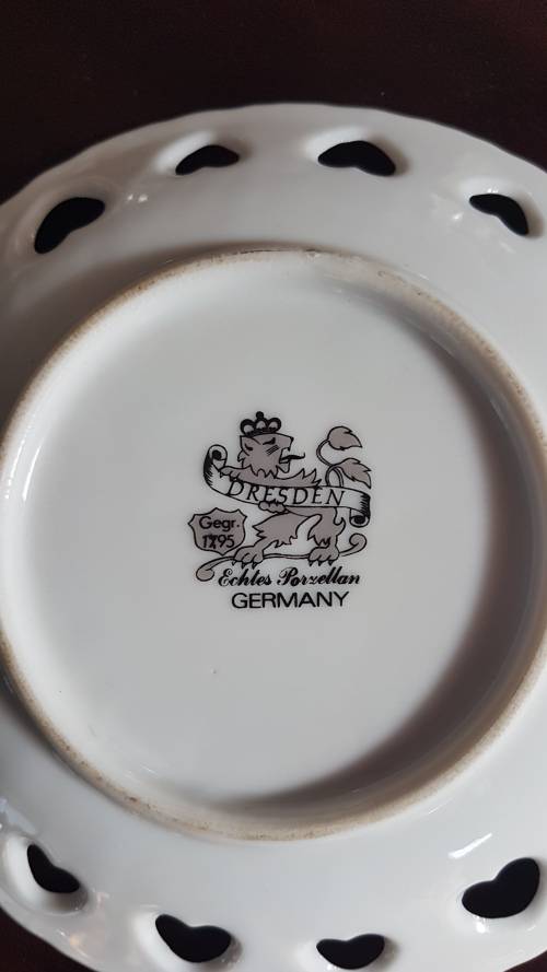 Dresden cut out heart plate stunning very pretty