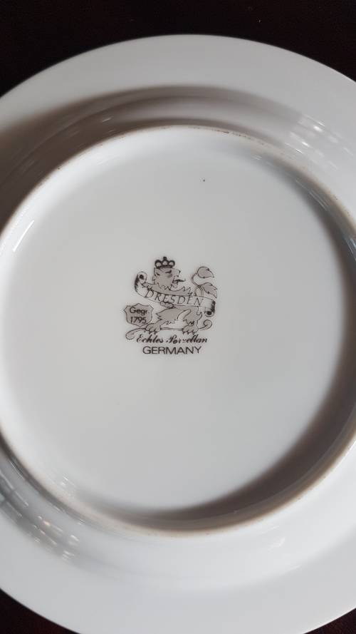 Dresden cobolt blue and gold rim plate