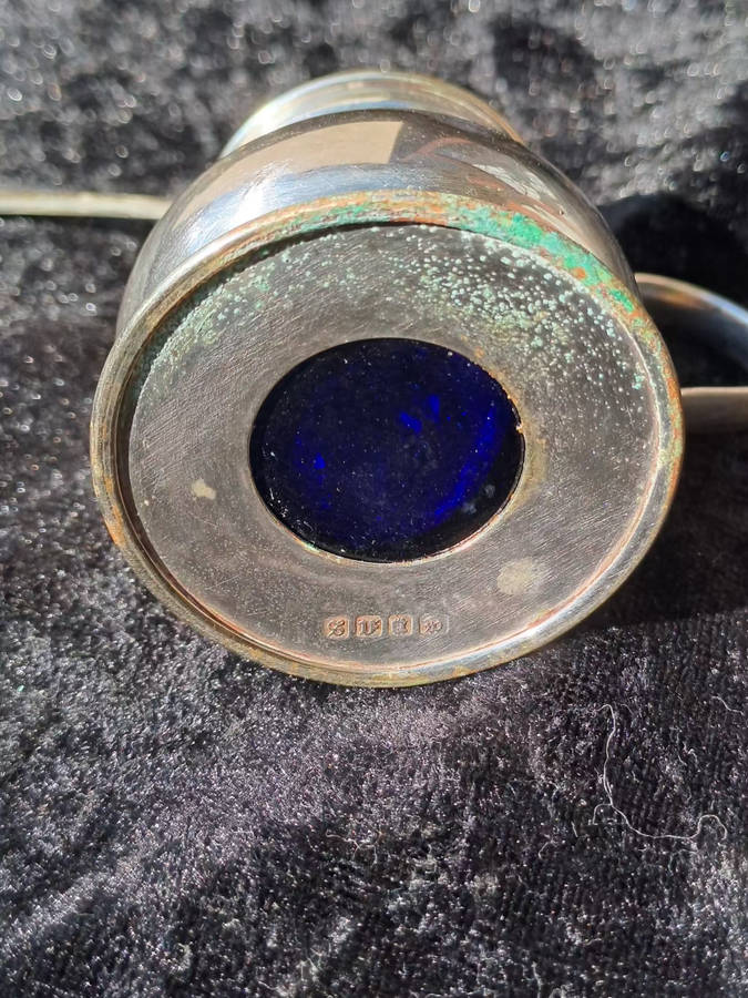 Epns salt pot with epns spoon height 6.5cm