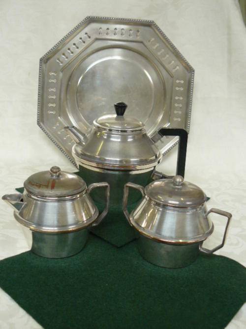 CAKE PLATE AND TEA SET ART DECO STYLE
