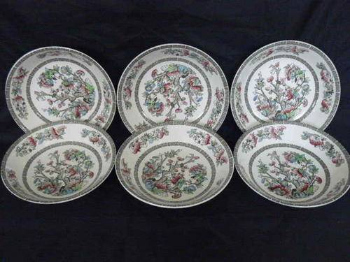 INDIAN TREE 6 PORIDGE BOWLS/PLATES