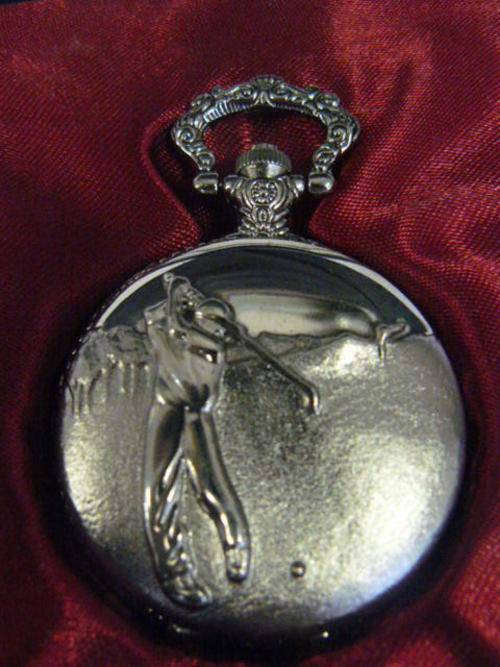 Collectable pocket watch in 1990,s style. THE GOLFER. QUARTZ.