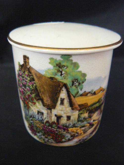 SANDLAND WARE STAFFORDSHIRE ENGLAND MUSTARD POT WITH LID  SO PRETTY