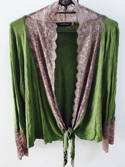 Ladies High Quality Unique Green With Grey Lace Classic Cotton Cool Comfortable Cardigan/Coat