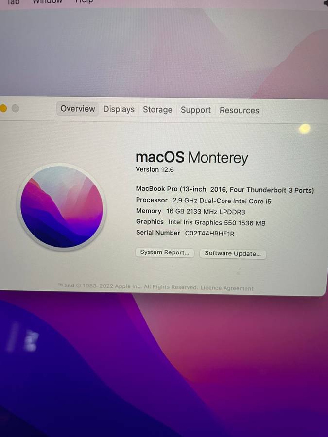 Macbook Pro 13-inch Retina Display - Intel Core i5 - 16GB RAM - 512GB SSD - Touchbar and Touch ID