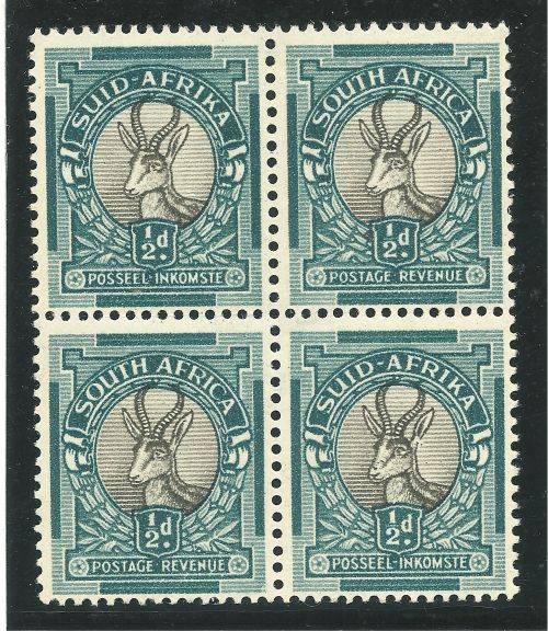 UNION VARIETIES - 1/2d B4 UHB Issue 21 V19 Row 2/4 - White "Bush Tick". MNH