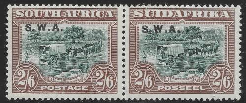 South West Africa S.W.A. Overprint 2s6d HM SACC 88 CV R1500 plus DIAGONAL BROWN LINES THROUGH 2/6