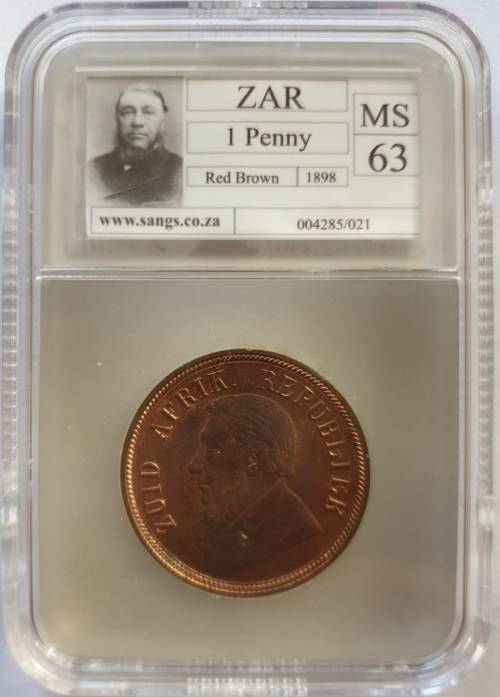 1898 PENNY SANGS SLABBED MS 63 RB-Relist
