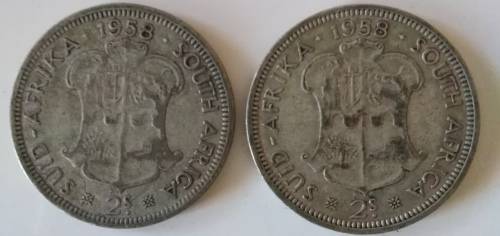 2 1958 SAU 2 Shillings 50% silver