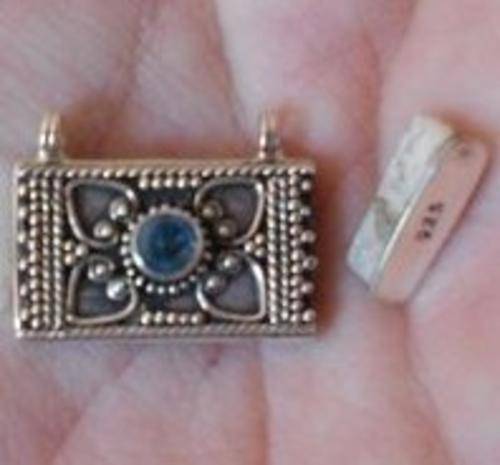 Exquisite Small Solid Silver & Blue Topaz Prayer box pendant...