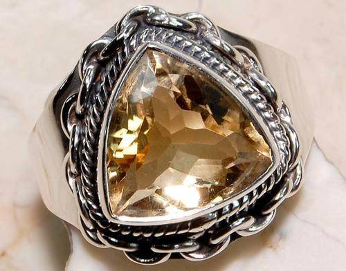 3CT Genuine Citrine 100% Pure 925 Solid Sterling Silver Ring Sz 7.25