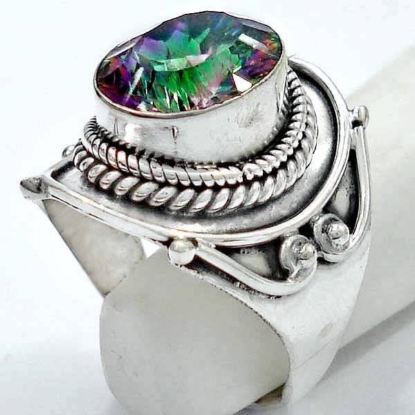 Exquisite 925 Sterling Silver & Mystic Topaz Ring...