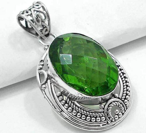 Exquisite Solid Silver Persian Green Pendant...