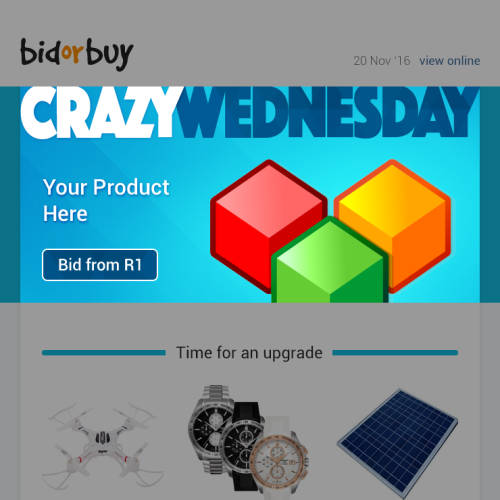 Newsletter Ads: bidorbuy is Auctioning Advertising Space in Crazy Wednesday newsletter!