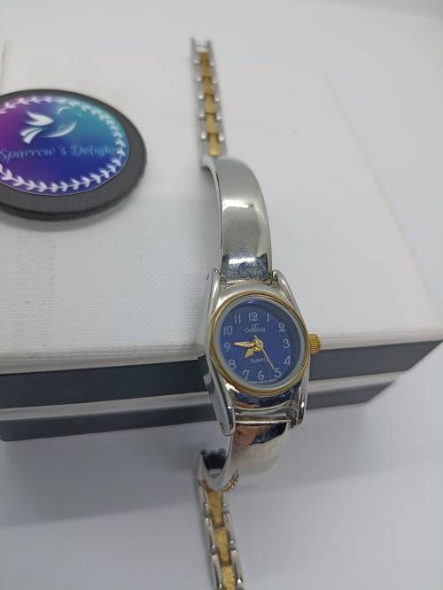 Watch Ladies  2-tone strap (silver and gold) with blue face