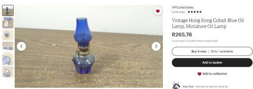 VINTAGE : Miniature Green Glass Oil Lamp (nr 2) - NEVER USED