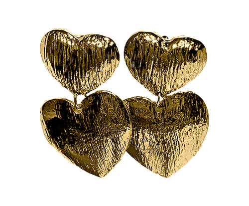 Heart Fashion Gold Plated Drop Earrings (Drops to about 4.5cm Long)