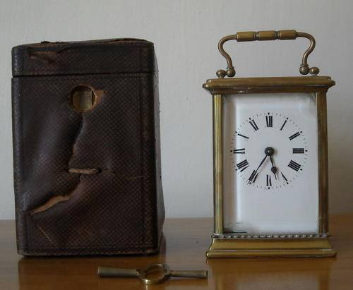 FRENCH BRASS CARRIAGE CLOCK IN  ORIGINAL CASE