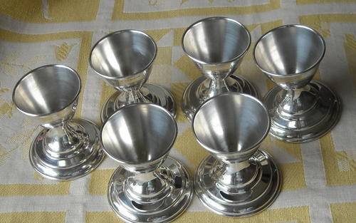 SIX YEOMAN SILVER PLATED EGG CUPS