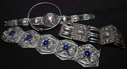 Four Vintage Silver Bracelets in One Superb Lot!