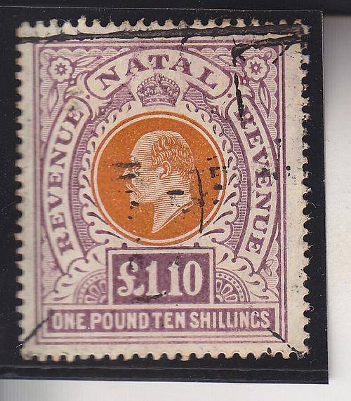 1904-08 + KE VII + Â£1.10 (ONE POUND 10s) + FISCAL USED ?- SEE BELOW + C/V POSTAL R24000 ++ SACC 138