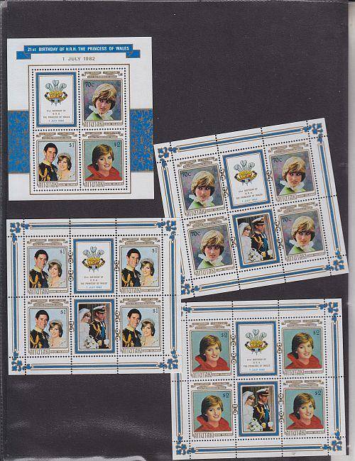 AITUTAKI ++ 1982 ++ "21st BIRTHDAY PRINCESS OF WALES" ++ 3 x FULL SHEETS & M/SHEET ++ SG 411- 414