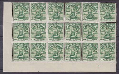 1935 ++ 1/2d GREEN (SAMOAN GIRL) ++ MARG BLOCK OF 18 ++ MNH ++ SG 180