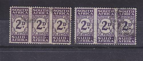 1943-44 + "POSTAGE DUE" + 2d x 2 UNITS DULL VIOLET & BRIGHT VIOLET - SEE BELOW + FU + SACC 31 & 31a