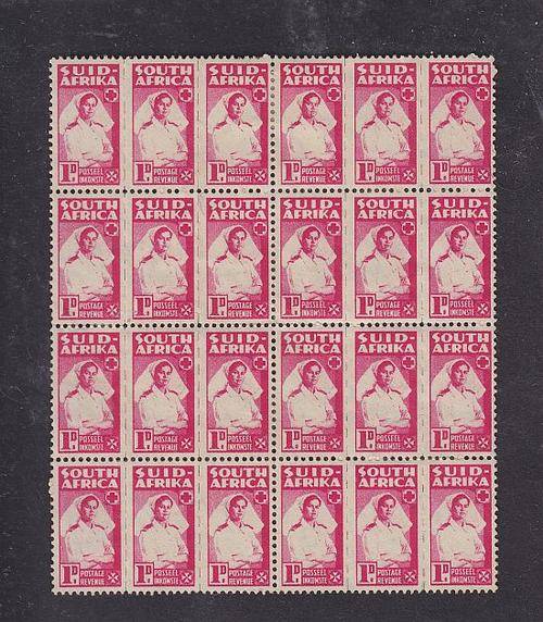 1942-44 ++ "BANTAMS" ++ 1d CARMINE ++ BLOCK OF 8 UNITS ++ MH - SEE BACK/GUM BELOW ++ SACC 96