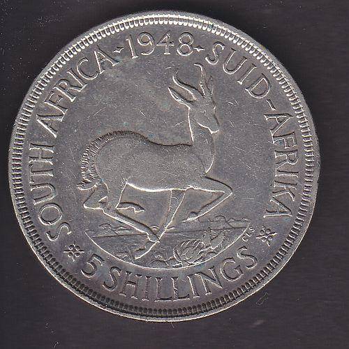 1948 ++ KG VI ++ 5s SILVER CROWN ++ VFU ++ SEE SCANS BELOW FOR GRADING ++