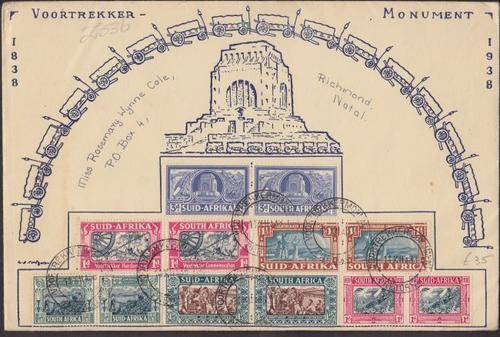 1938 ++ FDC ++ "VOORTREKKER CENT & COMM" ++ PMK "VOORTREKKERMONUMENT" ++ SEE SCAN BELOW