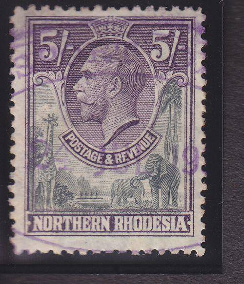 NORTHERN RHOD ++ 1925 ++ KG V ++ 5s SLATE-GREY & VIOLET ++ FISCALLY USED - SEE BELOW ++ SACC 14