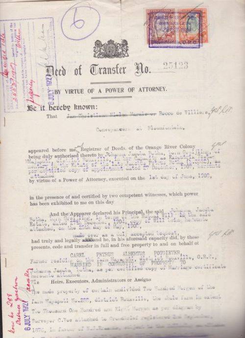 DEED OF TRANSFER ++ 1908 ++ KE VII ++ £2 &10s REVENUE (ROUXVILLE DIST) ++ SEE SOME SCANS BELOW