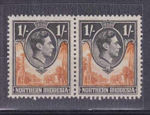 NORTHERN RHOD ++ 1938 ++ KG VI ++ 1s ORANGE & BLACK ++ PAIR ++ MHVL ++ C/V R120 ++ SACC 40