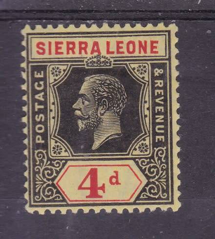 SIERRA LEONE ++ 1912 ++ "DEF ISSUE ++ KG V ++ 4d BLACK & RED-YELLOW ++ MNH ++ SG 117