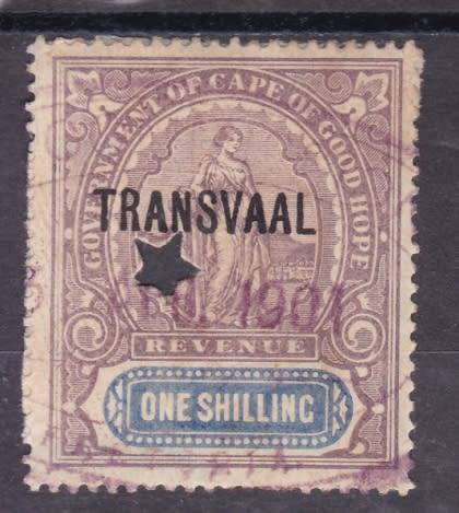TVL ++ REVENUE ++ 1902 ++ OVPT "TRANSVAAL" ON CGH HOPE STANDING" ++ 1s LILAC & BLUE ++ FU - STAR PUN