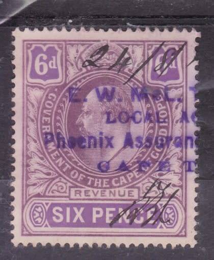 CGH  REVENUE  1903  KE VII  6d LILAC and VIOLET  FU  BT 147