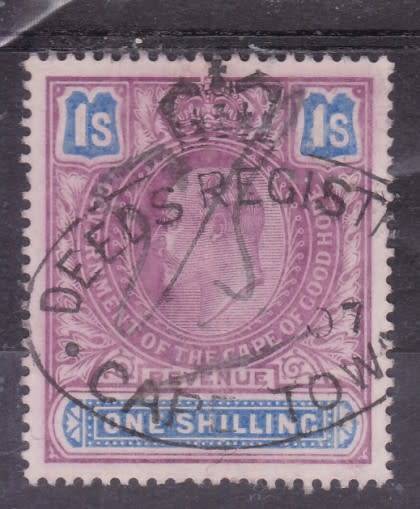 CGH  REVENUE  1903  KE VII  1s LILAC and BLUE  FU  BT  148
