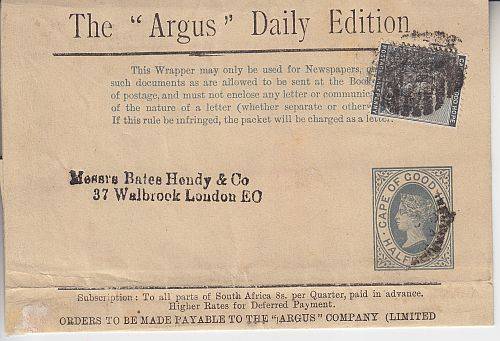 WRAPPER ++ "THE ARGUS DAILY EDITION ++ UPRATED 1/2d TO LONDON ++ SEE SCAN BELOW