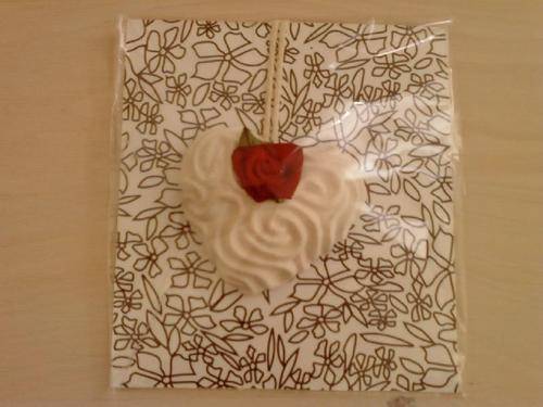 Small ceramic embossed, scented heart with Cotton braid