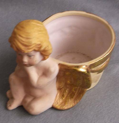 BISQUE CHERUB / ANGEL FLOWER POT/BOWL - VINTAGE