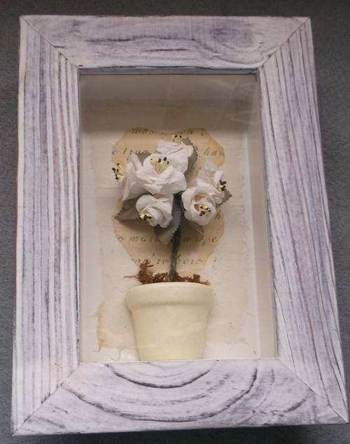 LOVELY BOX-FRAME PICTURE OF ROSES IN A VASE