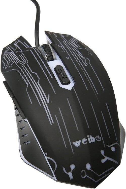 Weibo Gaming Mouse, 1600 DPI USB Wired Optical Game Light Mouse, 6 Buttons for Notebook, PC, Laptop