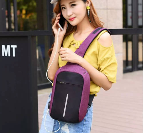 New Design Waterproof Men's Anti Theft Sling Chest Bag With USB Charging Port