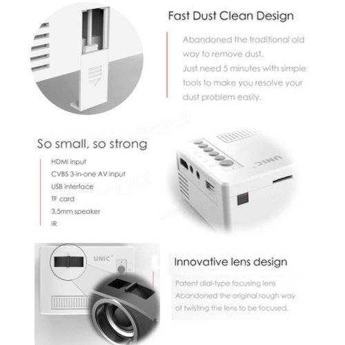 HD LED Multimedia Projector & Home Theater Cinema & Remote - AV, TV, VGA, HDMI, USB, SD, WTC