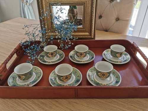 18 Piece Nazli Kristal Turkish tea and coffee set