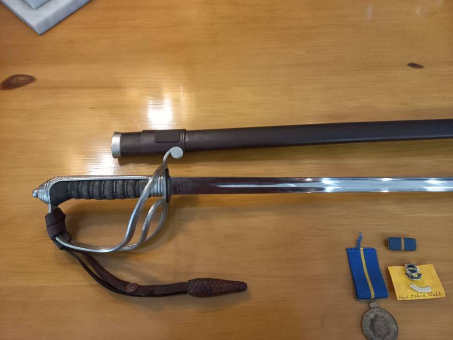 SAPS Ceremonial Sword and Medal issued to JH van der Walt