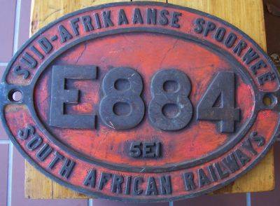 South African Railway Brass Plate ~ E884