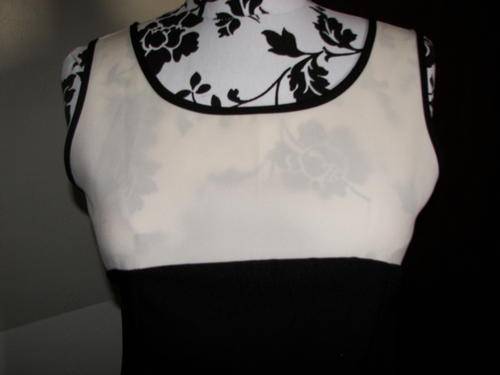 BLACK AND CREAM SHORT WORKWEAR SHIFT DRESS SIZE 34