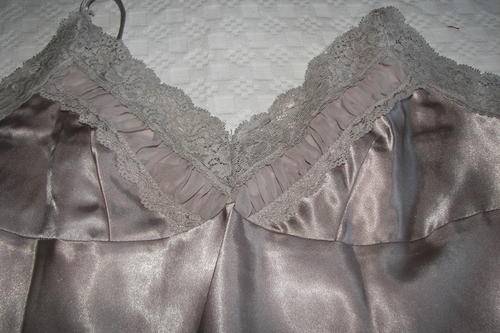 VINTAGE STYLE CHIFFON/LACE/SATIN BEIGE DESIGNER( f&f )NIGHTDRESS/LONG SLIP -SMALL/ 34(BRAND NEW))